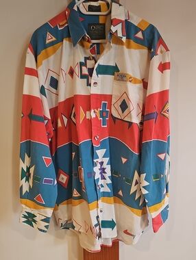 Muskoka Lakes Cotton Aztec  Button-Up Shirt - Men